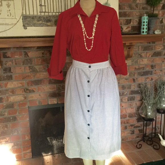VINTAGE Seersucker Button Up Skirt