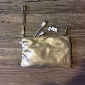 Gold leather handbag butler wallet(charger inside)