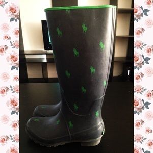 Ralph Lauren POLO navy and green rain boots