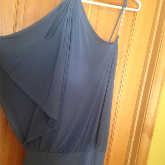 Slate Grey one shoulder dress - Picture 2 of 3