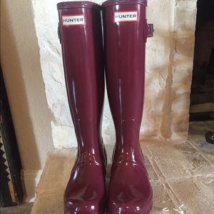 Damson High Gloss Hunter Rain Boots