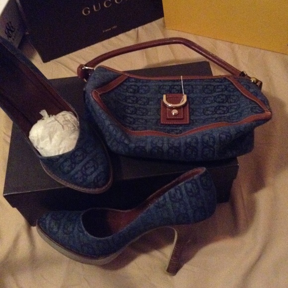 Authentic Gucci Denim Heels Size 8. SHOES ONLY! - Picture 3 of 4