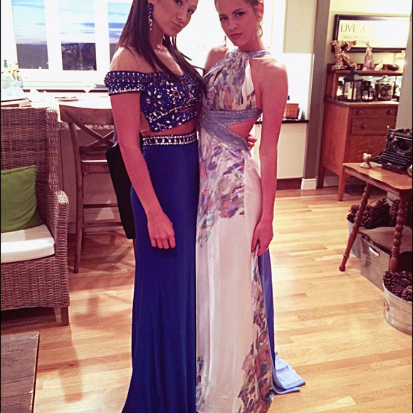 Alyce Paris two piece royal blue prom dress - Picture 3 of 4