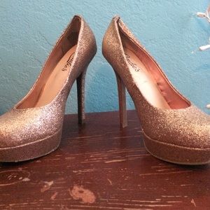 Candies gold sparkly heels