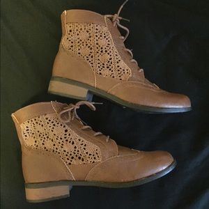 Brown lace combat boots