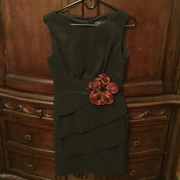 Little black dress with red flower!