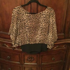 Leopard; flare sleeves; fitted waist top!