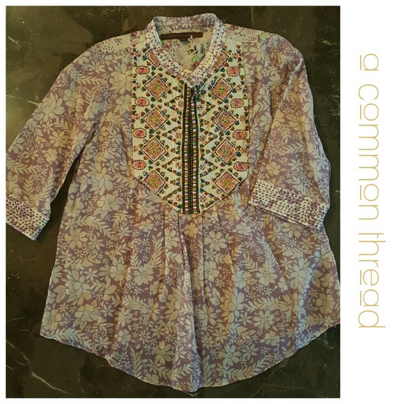 Beautiful purple and cream floral blouse - Picture 1 of 4