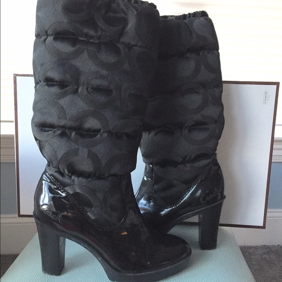 Coach high heeled rain boots