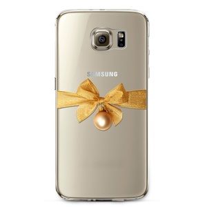 Samsung Galaxy s6 Gold Christmas Bow Phone Case