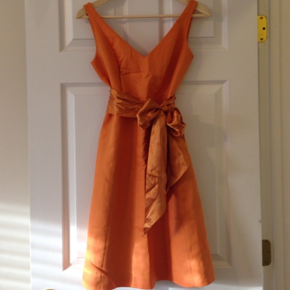 J Crew Orange Cotton Dress w/ Matching Satin Sash