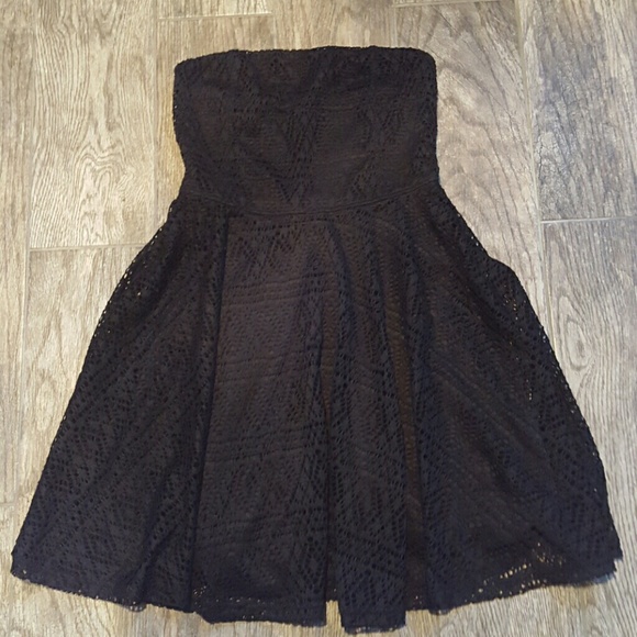 Black fit and flare strapless dress