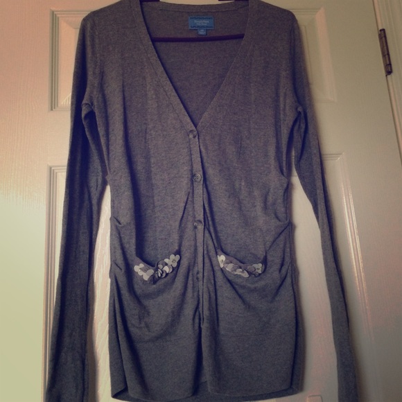 Simply Vera Vera Wang Gray V-neck Cardigan