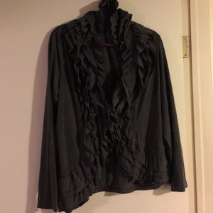 Cato dark grey with long sleeves ruffle top