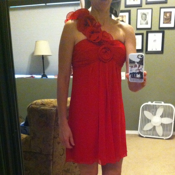 Red chiffon formal