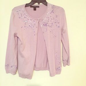 Embellished lavender Express cardigan