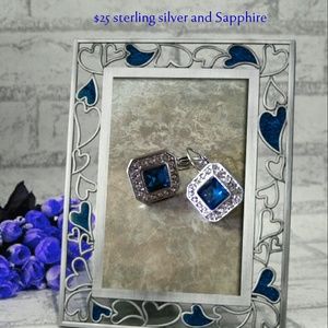 Sterling and Sapphire drop earrings