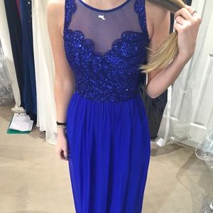 #mesh #blue #prom dress