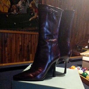 Leather booties, Dark mysterious burgandy