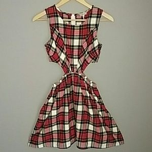 Kirra Plaid Cutout Fit and Flare Dress