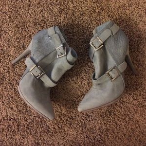 Light blue suede booties