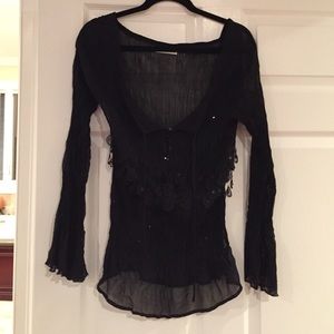 Black sheer dressy blouse w/sequins