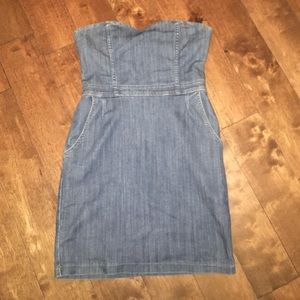 Denim mini strapless dress from Urban Outfitters
