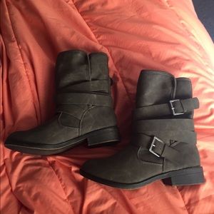 Brown combat boots