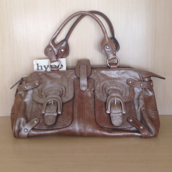 Hype silvr & bronze metallic leather handbag purse