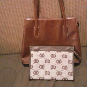Stylish brown leather purse and free clutch