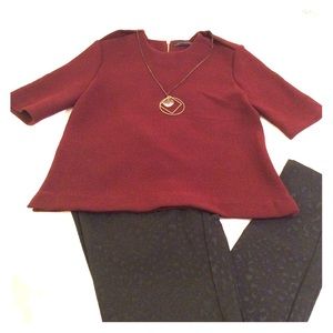 ZARA BURGUNDY KNIT CROPPED TOP!