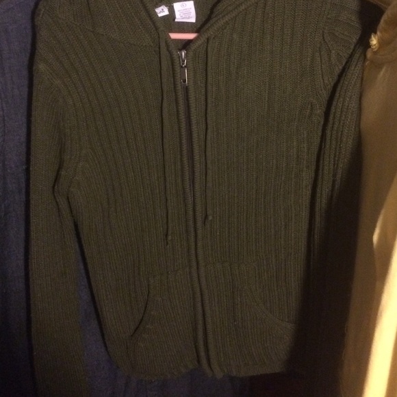 Green Knit Zipper Hoodie - Picture 1 of 2
