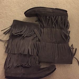 Minnetonka Grey Calf-High boots