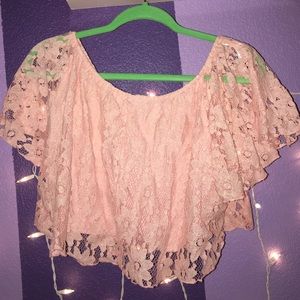 Pink lacy crop top