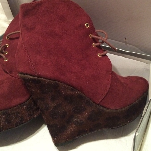 Burgundy/Wine Wedge Booties