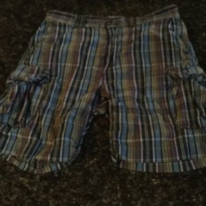 Men's Polo 100% Cotton  Plaid Cargo Shorts