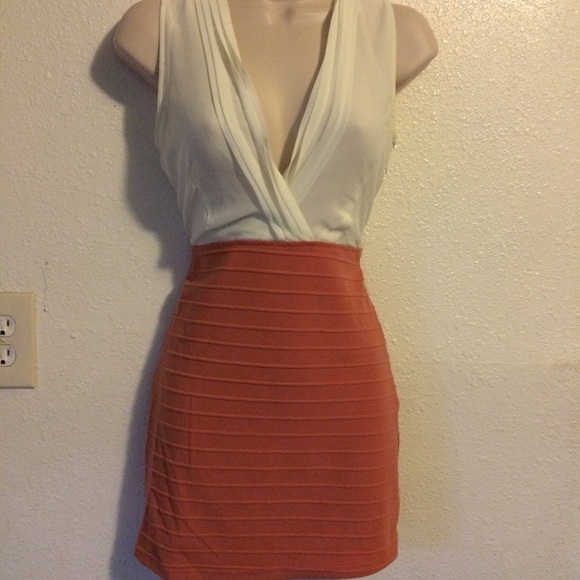 Low "V" cut white coral dress