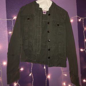 Army green cropped jacket