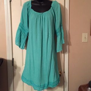 Turqoise Bell Sleeve Dress