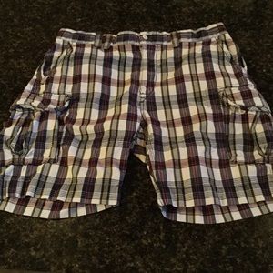 Men's Polo Cotton Plaid Cargo Shorts