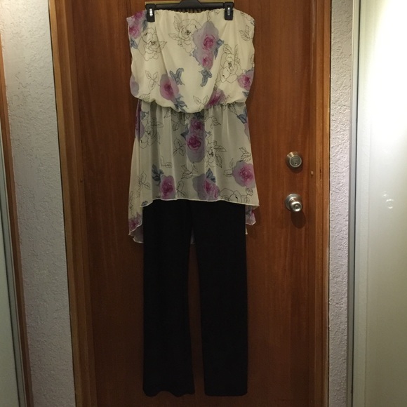 Classy strapless hi-low jumpsuit 🌸