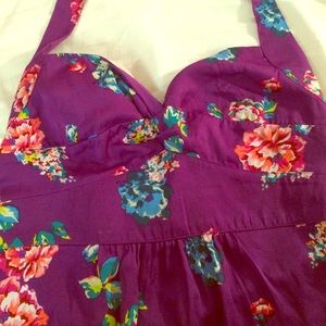 AEO purple floral chiffon halter top