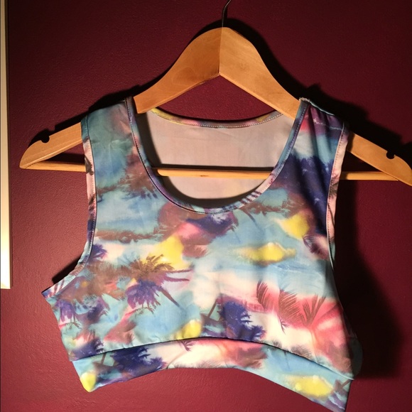 Comfy tropical crop top sports bra