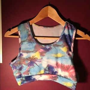 Comfy tropical crop top sports bra