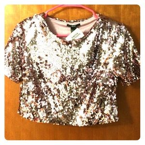 Forever 21 pink sequin crop top