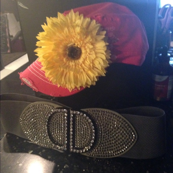 Gray with rhinestones stretchy belt