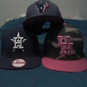 Houston Astros hat , uh hat , Houston Texans hat