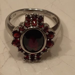 Garnett sterling silver ring