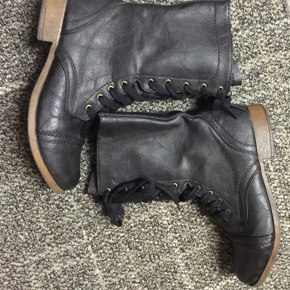 Black combat boots.