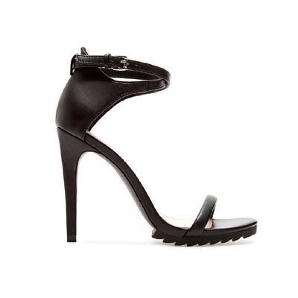 Zara black ankle strap heels